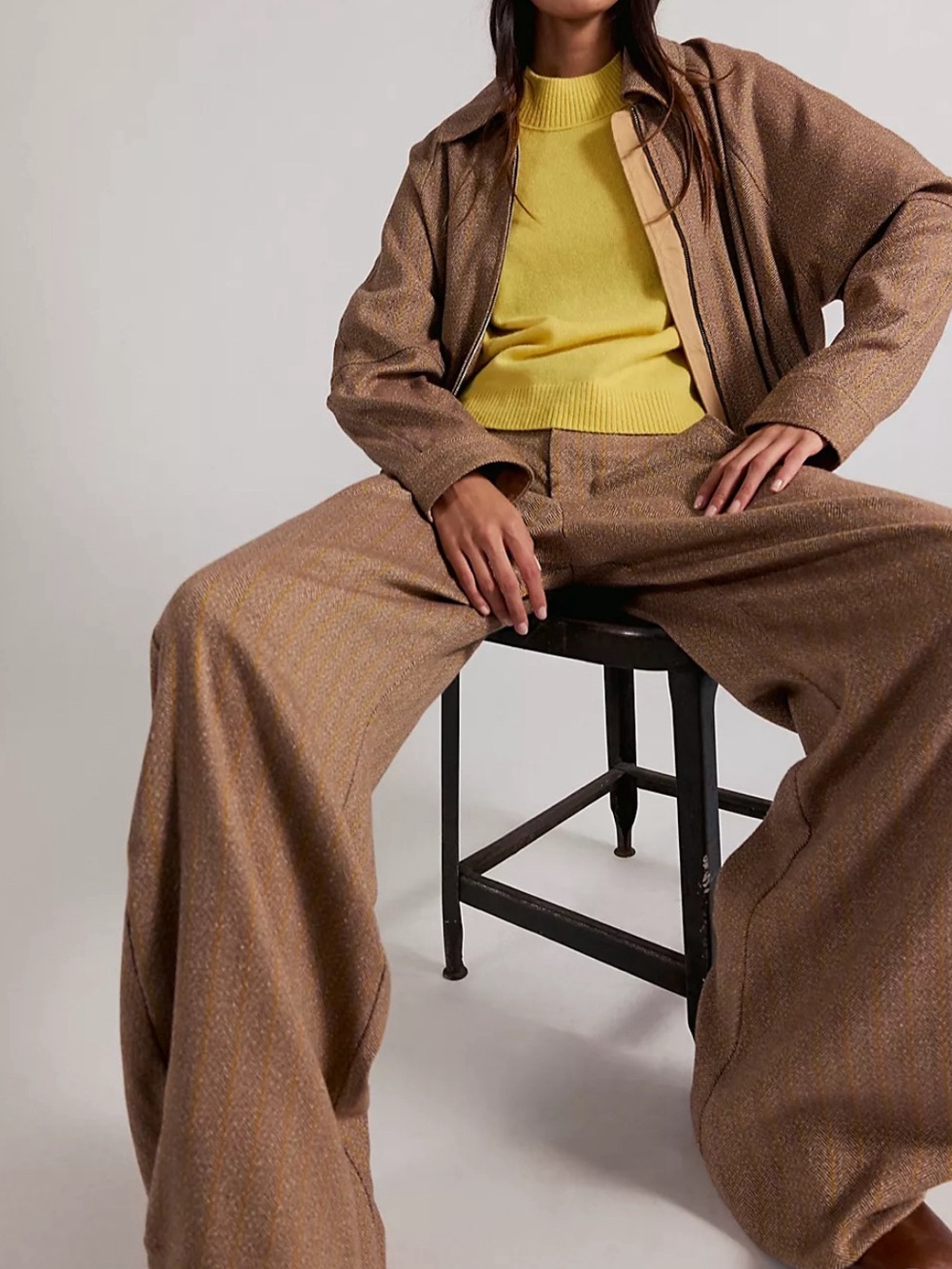 Free people Herringbone Barrel Trousers NEW - Picture 3 of 5